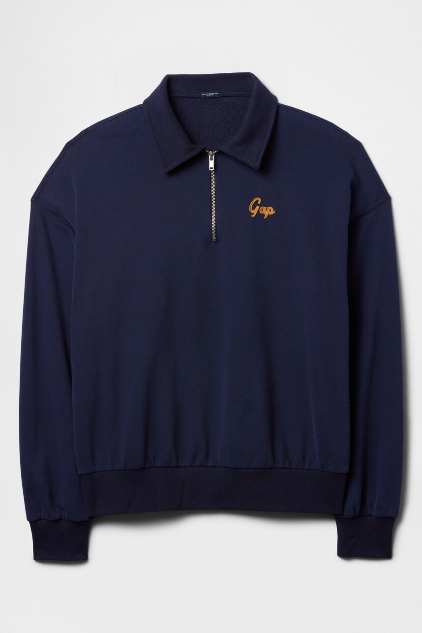Buzo Tipo Polo Medio Cierre Logo Gap Hombre Navy Uniform