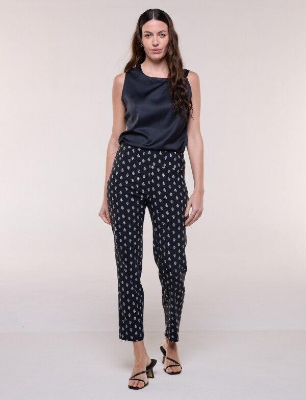 Pantalón Elastizado Estampado NEGRO/BLANCO