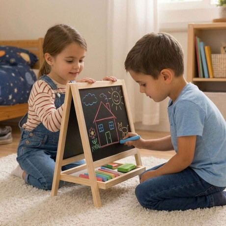Pizarrón infantil para dibujar con soporte y estante Sc