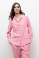 Camisa clasica lino rosado melange
