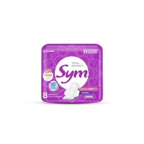 TOALLITAS ABSORVENTES SYM SUAVE C/ALAS 8U 001