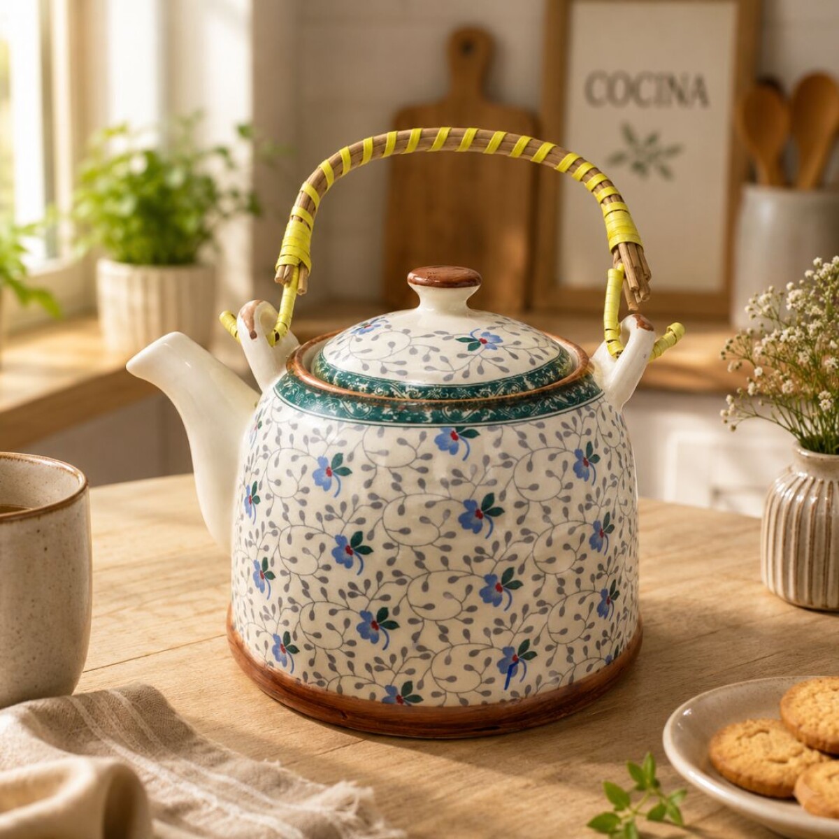 TETERA DE CERAMICA FLOR 900ML 