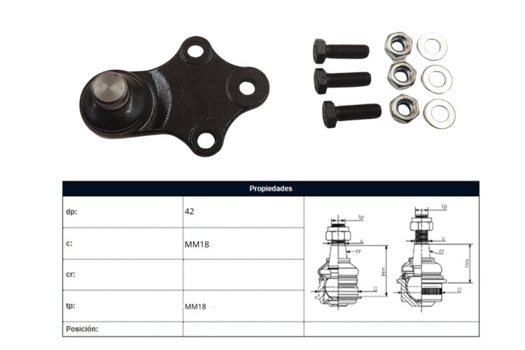 Rotula Del Foton Midi, Lifan 520, Peug 306 93-25 Der/Izq Rotula Del Foton Midi, Lifan 520, Peug 306 93-25 Der/Izq