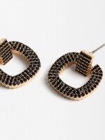 Pendientes Cuadrados Con Circonitas negro