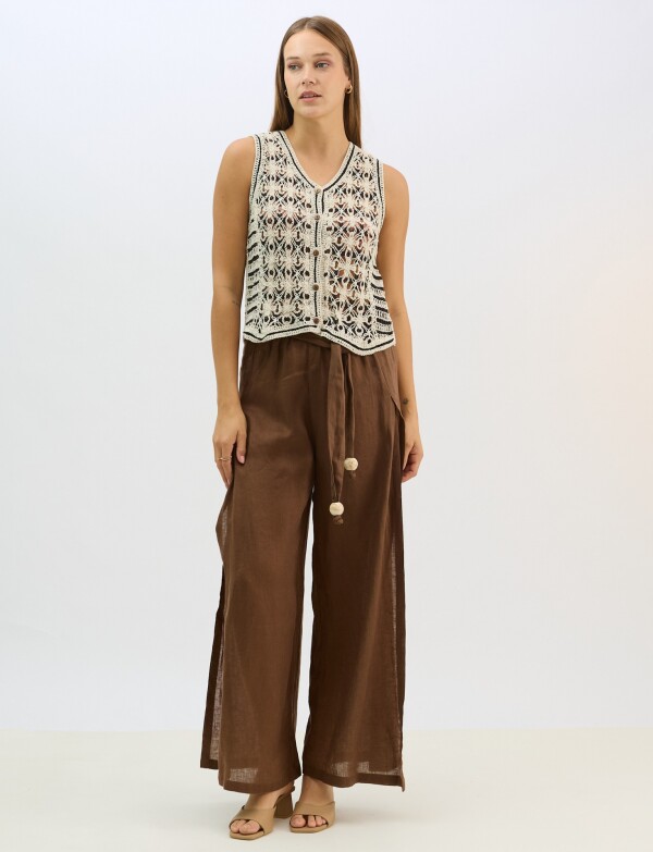 Chaleco Calado Con Vivos A Contraste NEGRO/BEIGE