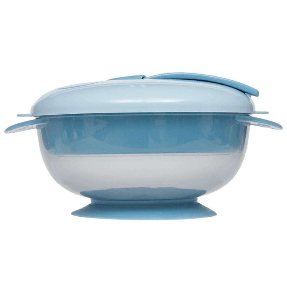 Bowl 4 en 1 con cubiertos y ventosa BUBA celeste