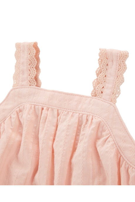 Set tres piezas de algodón texturado, short, musculosa y vincha, rosados Sin color