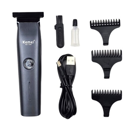 Corta Pelo Barba Recargable Inalámbrica Kemei KM-1259 Gris