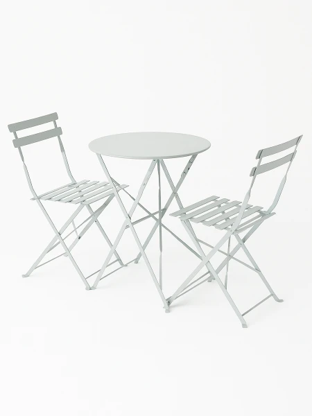 JUEGO BALCON SET MESA Y 2 SILLAS GRIS