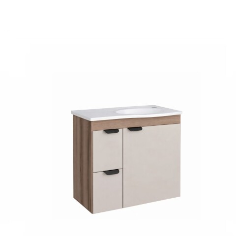 Mueble de baño suspendido Margarita Beige 60 cm con bacha de resina Mueble De Baño Suspendido Margarita Beige 60 Cm Con Bacha De Resina
