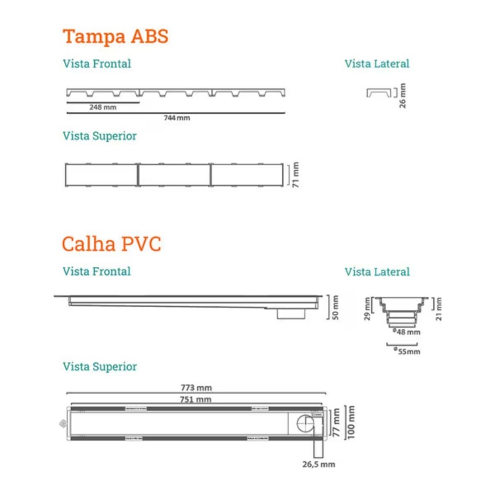 NOVII Receptaculo pvc c/sifon tapa blanca 75cm perforada Novii Receptaculo Pvc C/sifon Tapa Blanca 75cm Perforada