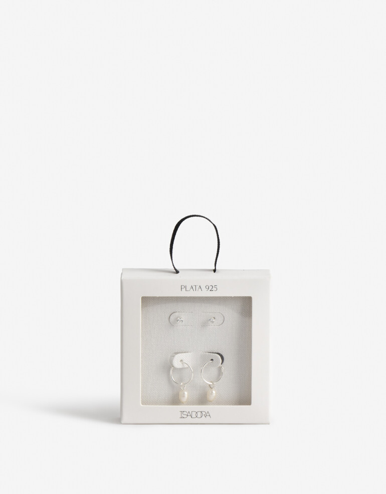 Aros Sets Perla Set De Aros Plata 925 - Plateado