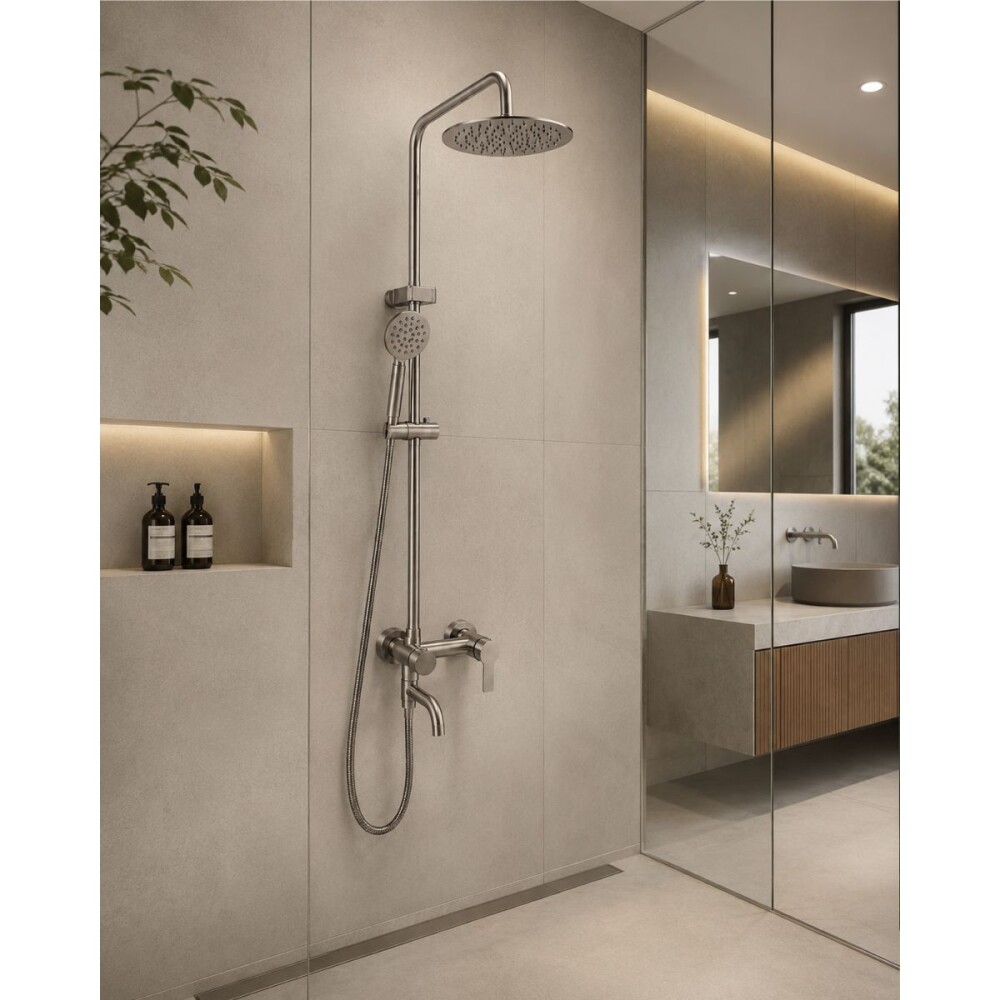 Barral de ducha Monocomando Exterior con transferencia Milano Gris Satinado Barral De Ducha Monocomando Exterior Con Transferencia Milano Gris Satinado