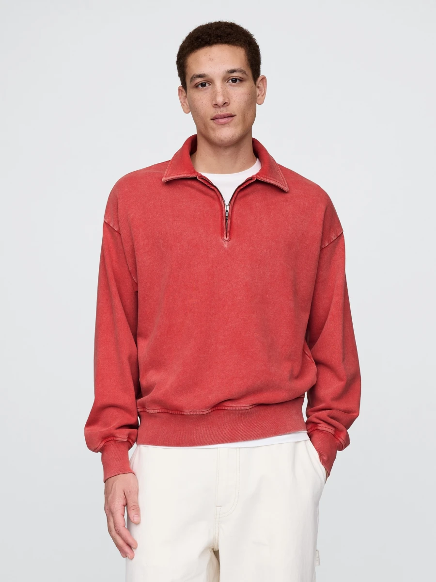 Buzo Deportivo Sin Felpa Medio Cierre Hombre - Washed Red 