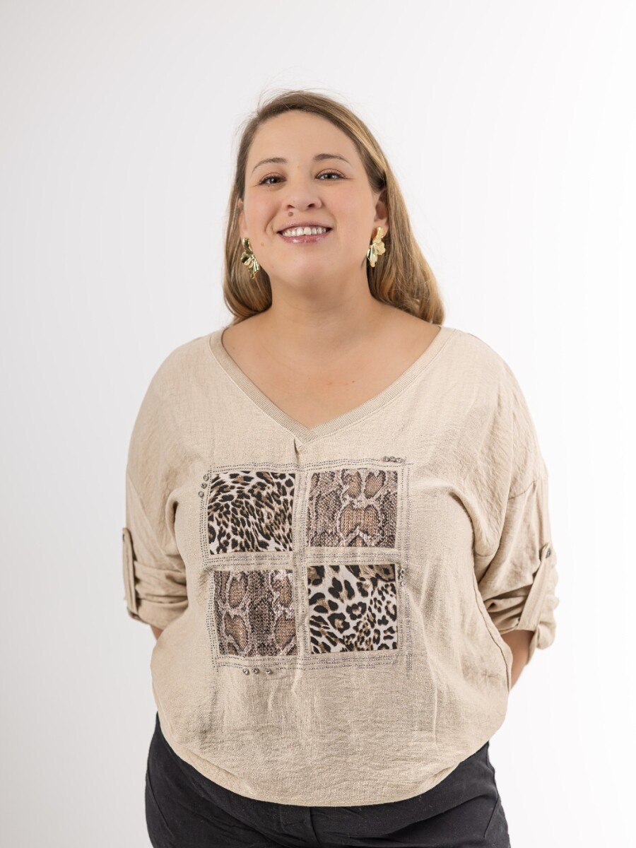 Remera viscosa con aplique print Made in Italy Remera viscosa con aplique print Made in Italy