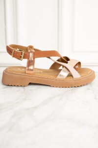 Sandalia Combinada Cuero Cobre
