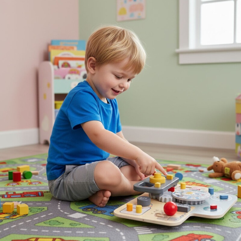 Volante con actividades de Automóvil – Juego Sensorial de Madera Volante con actividades de Automóvil – Juego Sensorial de Madera