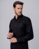 Camisa Negra Slim Manga Larga U