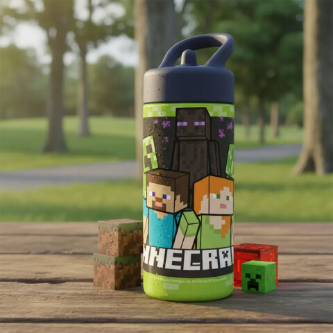 Botella Plástica con Pajita Minecraft 410 ml U