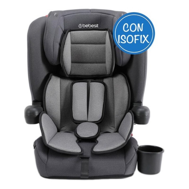 Silla butaca para auto Bebesit Smart plegable con posavaso + Isofix hasta 36kg Gris