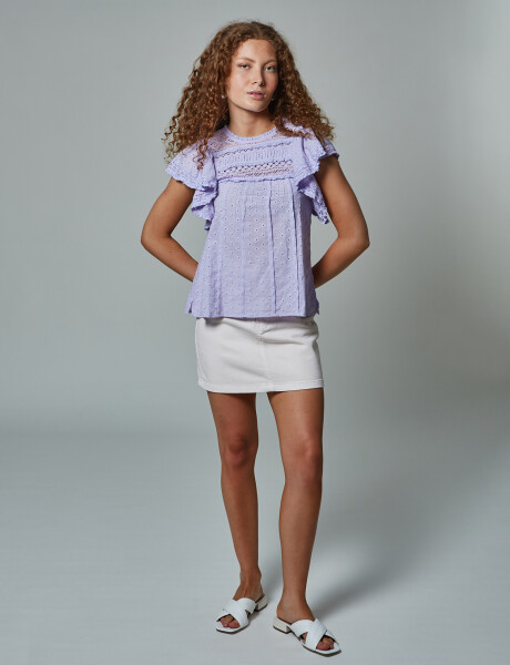 Blusa broderie lila