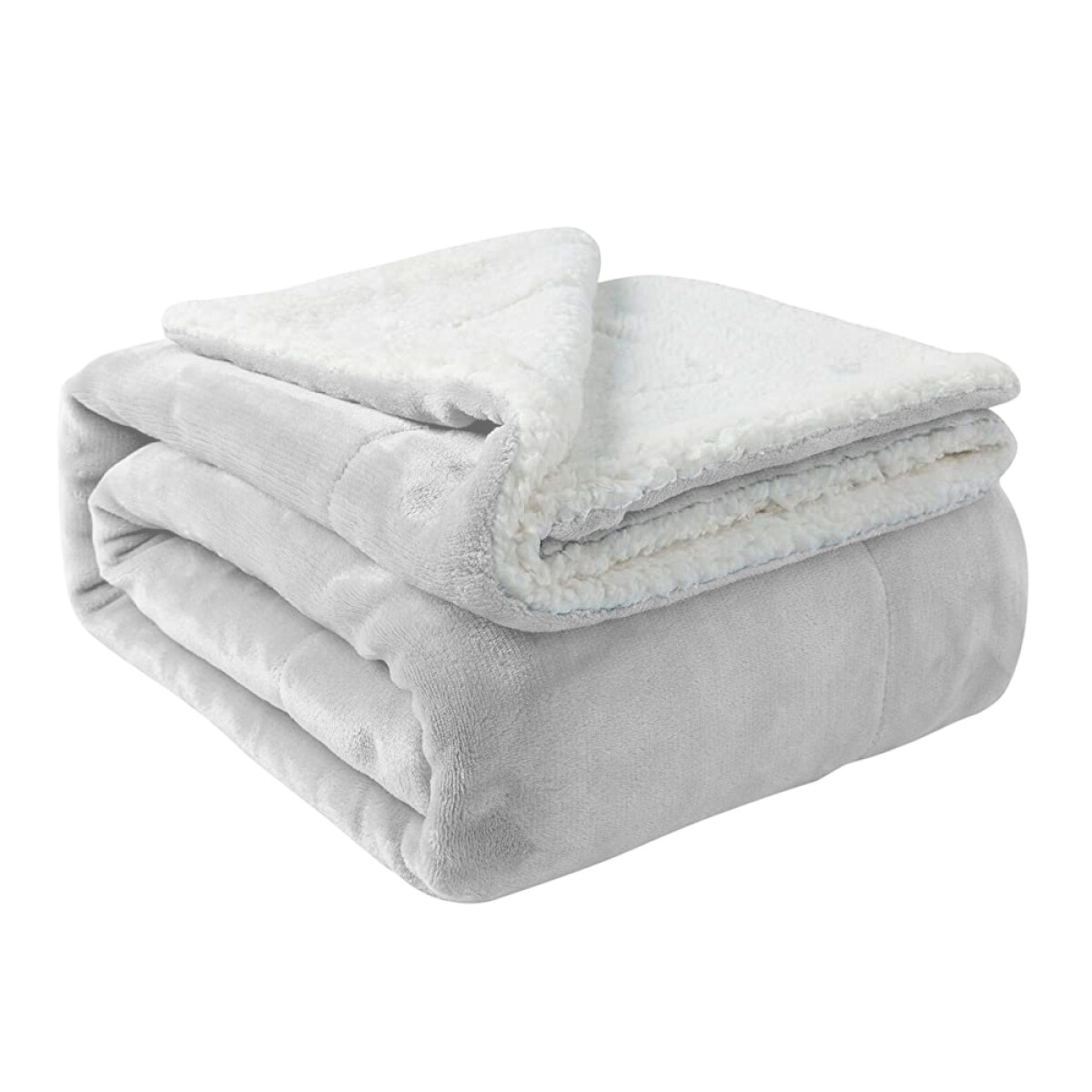 Manta Reversible Flannel/Sherpa Frazada Polar de 150x200cm - Gris Claro 