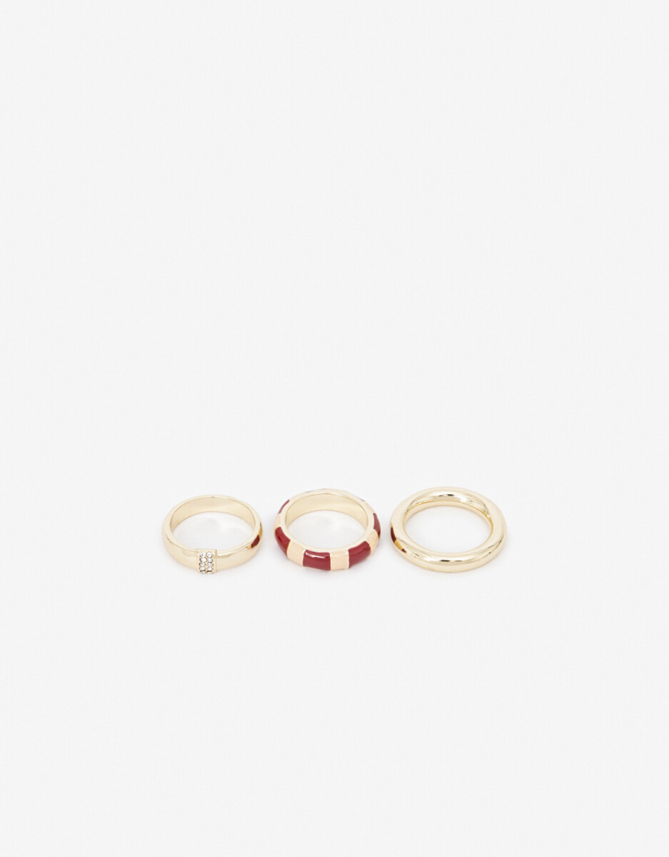 Set De Anillos Metal Y Esmalte 