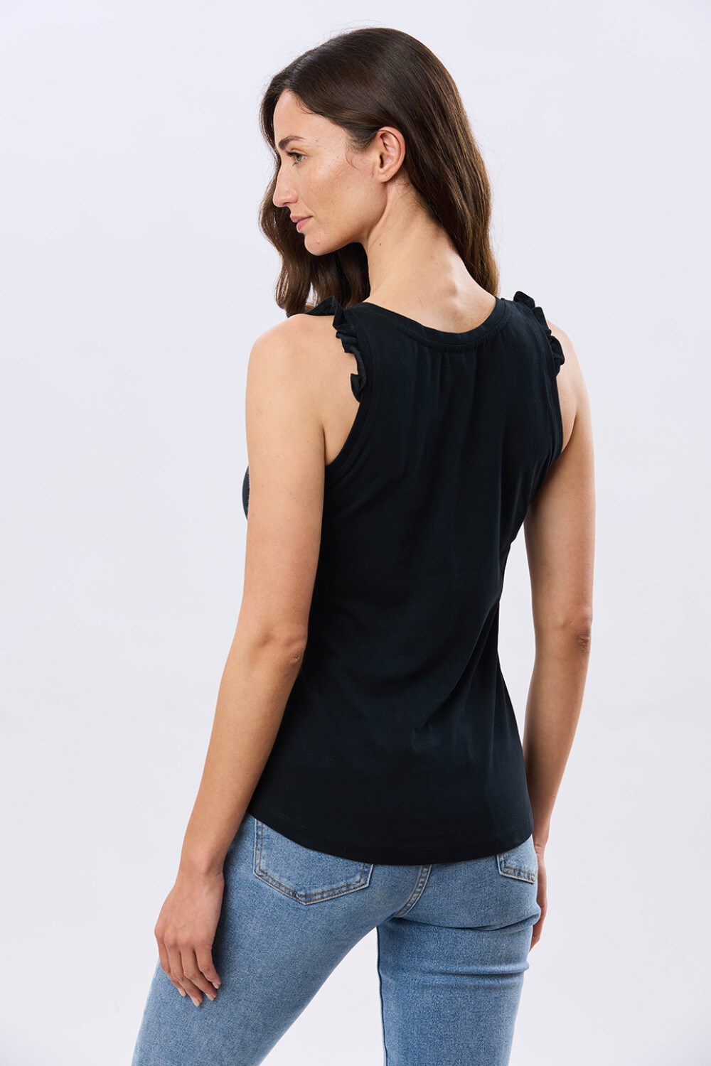 MUSCULOSA LISA DE ALGODÓN Negro