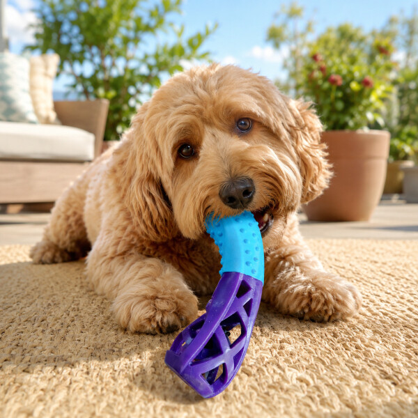 Juguete Morder Perros Gatos Limpieza Dental Golosinas Premio Color Celeste Violeta