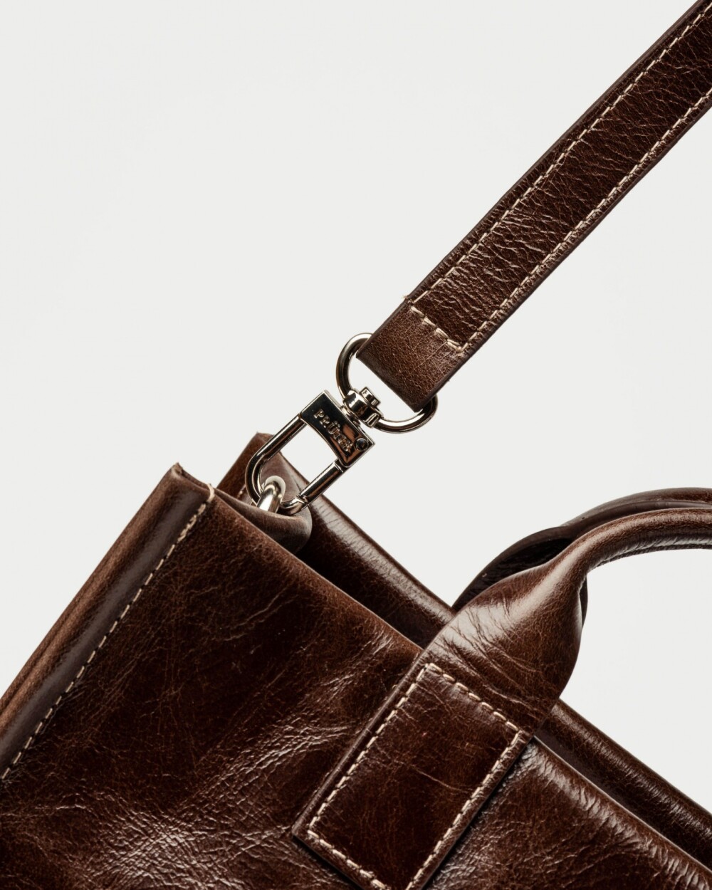 Cartera de mano Capri en cuero arrugado Marron