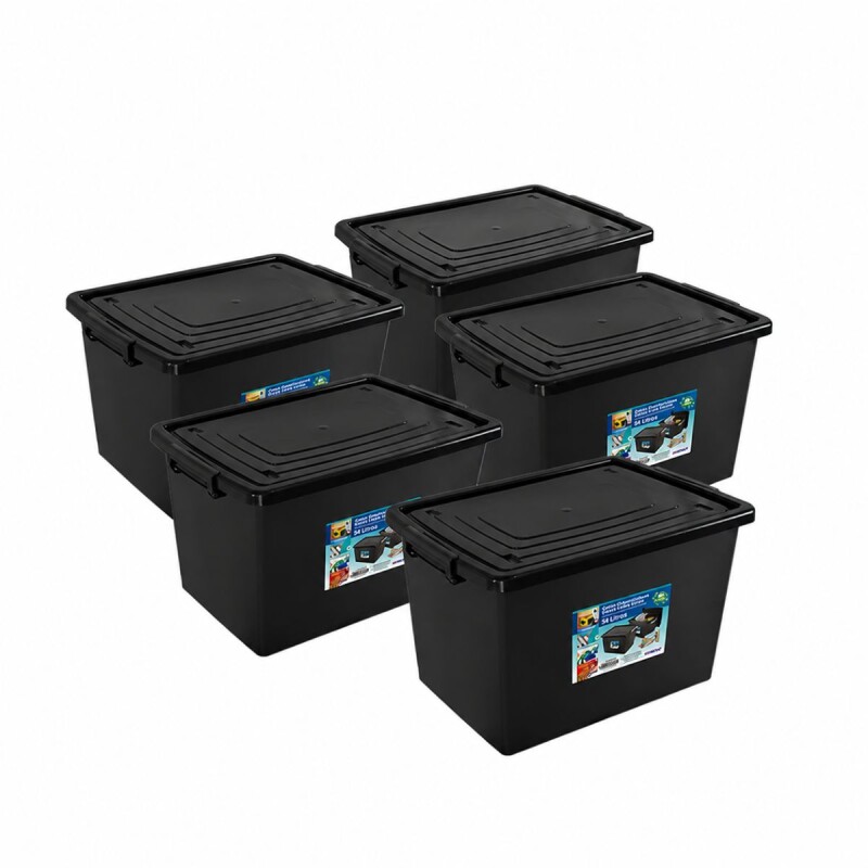 Set x5 Caja organizadora 56 lts NEGRO