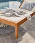Reposera de exterior Caterin de madera maciza de eucalipto en color beige