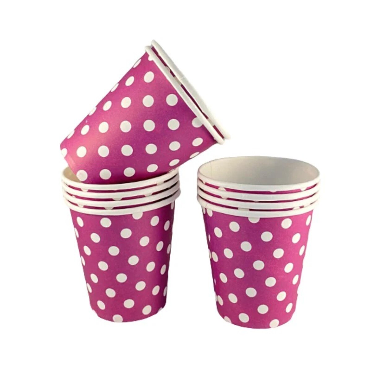 Vasitos de papel rosado lunares x 10 unidades - Vasitos De Papel Rosado Lunares X 10 Unidades 