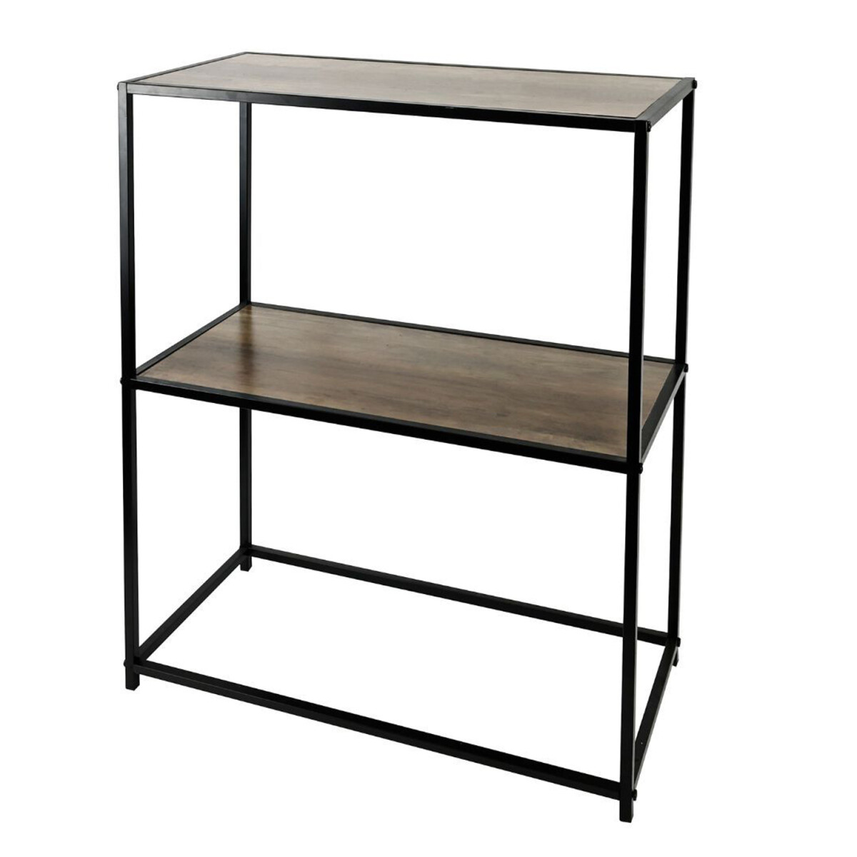 Mesa Auxiliar Consola 2 Niveles Madera Metal 62,5x30x75,5 cm - Madera/negro 