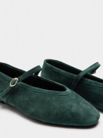 Bailarinas De Piel Con Tira Y Hebilla verde