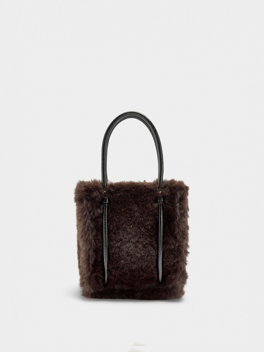 Bolso Tote Efecto Pelo marron