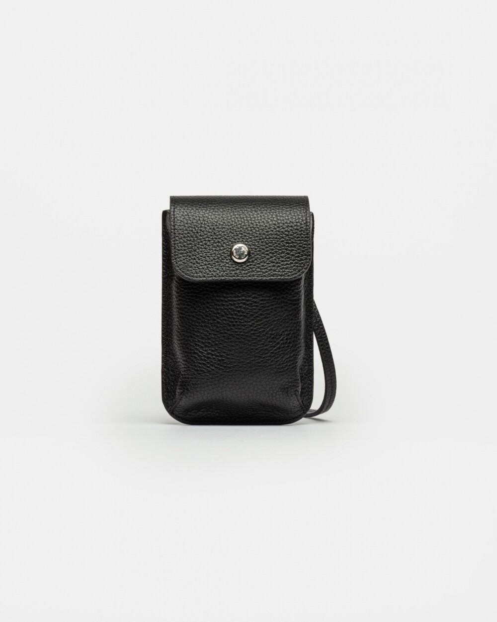 Porta Celular Liana En Cuero Graneado Negro