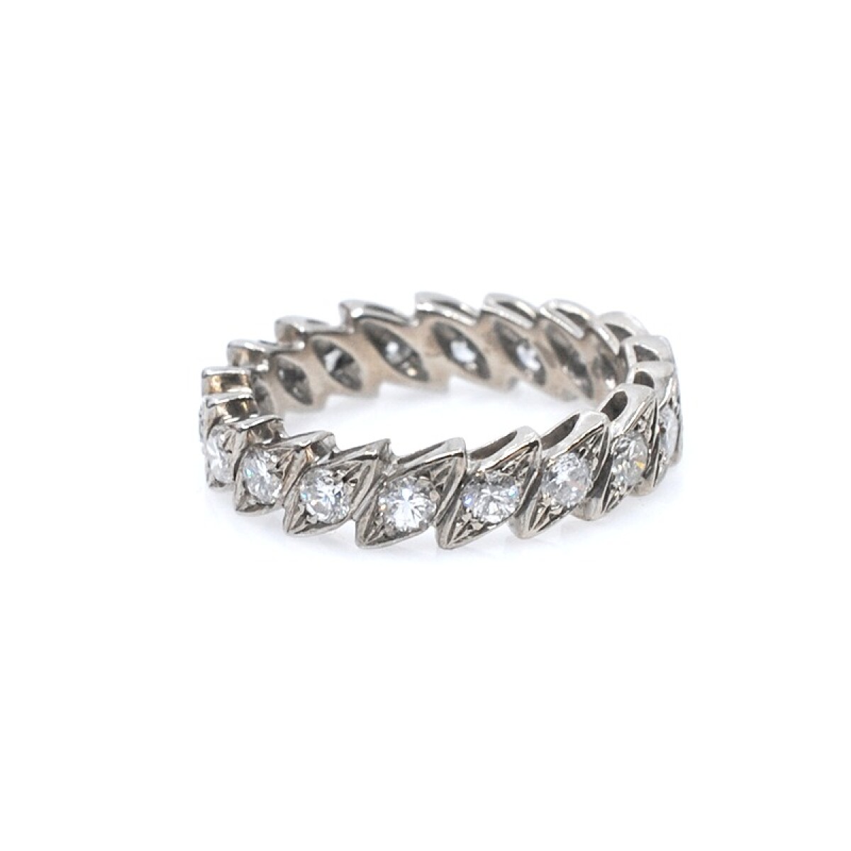 Anillo sin fin en oro 18k blanco y brillantes 