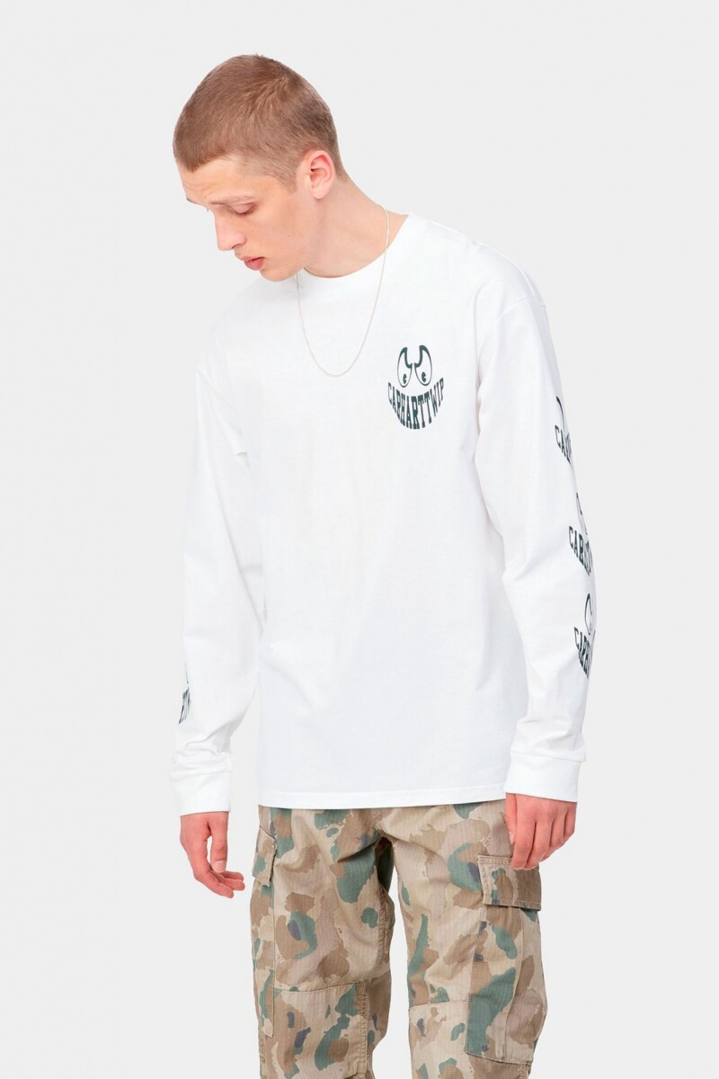 L/S Grin T-Shirt White / Hemlo Blanco