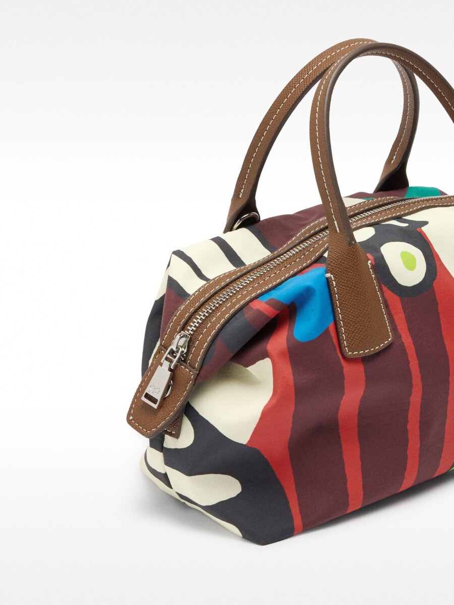 Bolso Tote De Nylon Estampado crudo