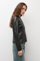 Chaqueta eco cuero con tul negro
