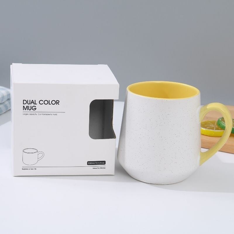 Taza De Gres Bicolor - Blanca Y Amarilla - 550ml Taza De Gres Bicolor - Blanca Y Amarilla - 550ml