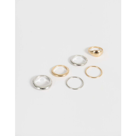 Set De Anillos Chunky Combinacion Bicolor