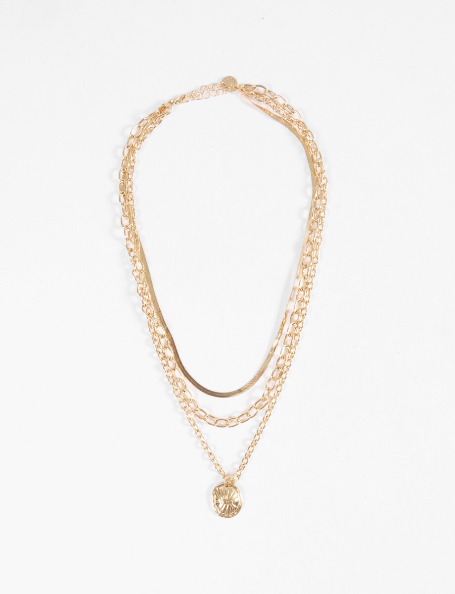 Collar triple dije racimo - dorado 