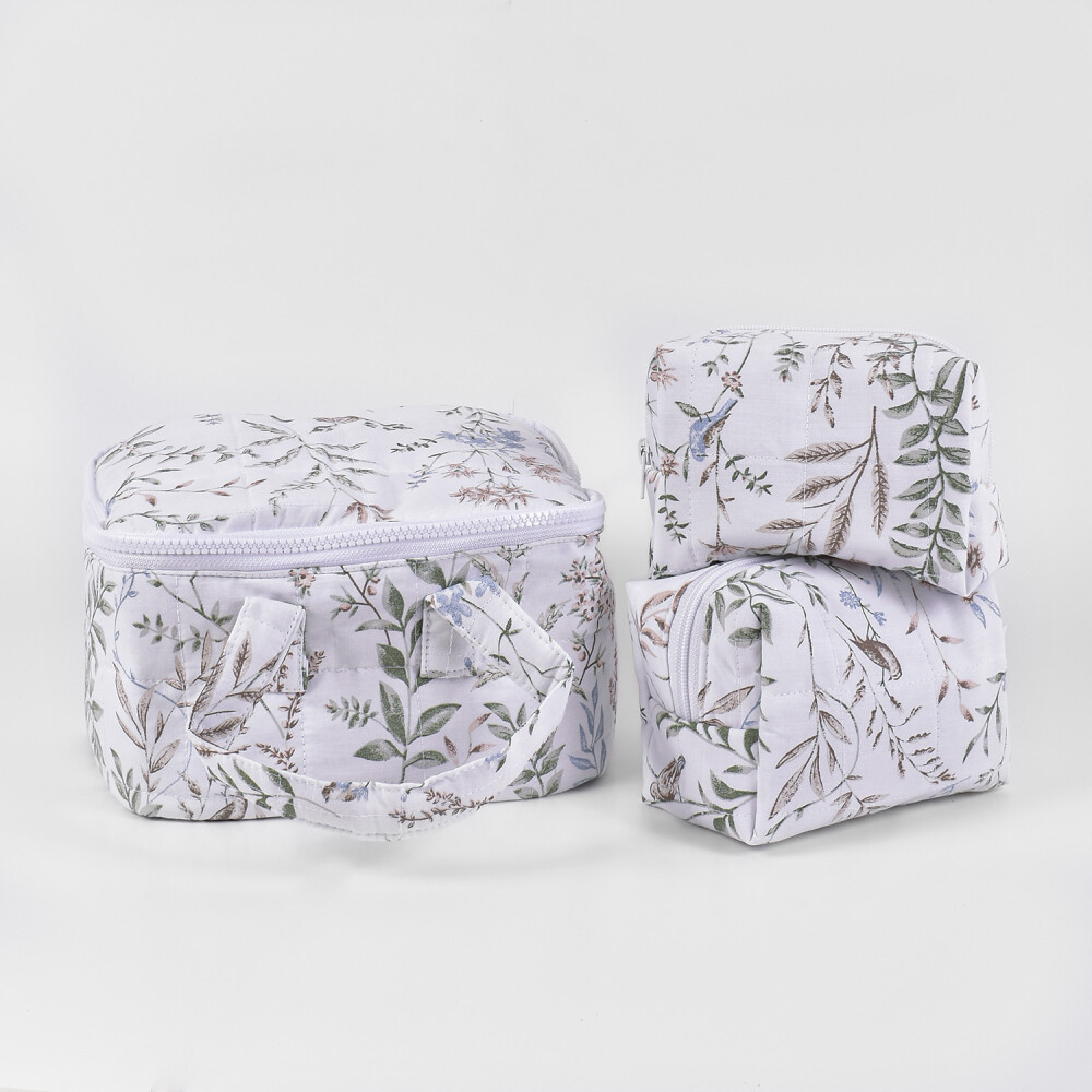 Set X3 Necessaires Chiara Col. Bea Floral Aves Rosa