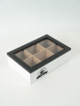 Caja Para Té Aryel, 6 Separaciones. Negro