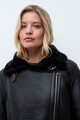 Chaqueta biker eco cuero con piel negro