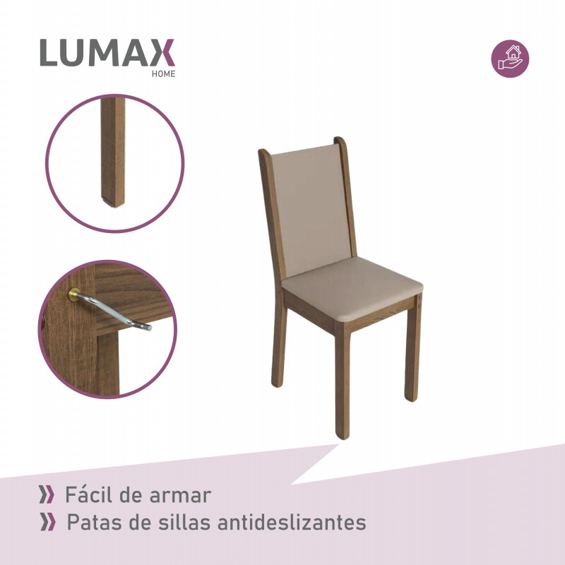 Juego de Comedor Mesa de Madera 6 Sillas Rustico Beige