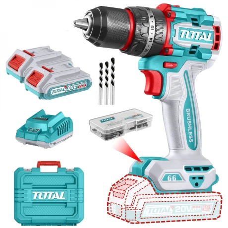 Taladro Percutor Y Atornillador Inalámbrico 20v - Doble Batería, Cargador Y Maletín - Sin Carbones Taladro Percutor Y Atornillador Inalámbrico 20v - Doble Batería, Cargador Y Maletín - Sin Carbones