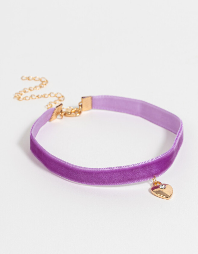 Collares Infantiles De velvet Choker Kids Purple Heart - Violeta Lila
